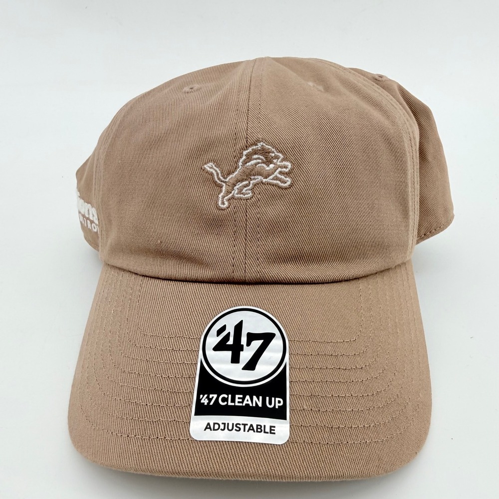 Detroit Lions 47 Brand Clean Up Hat Beige Adjustable NFL FFDLTT11CNS-SS